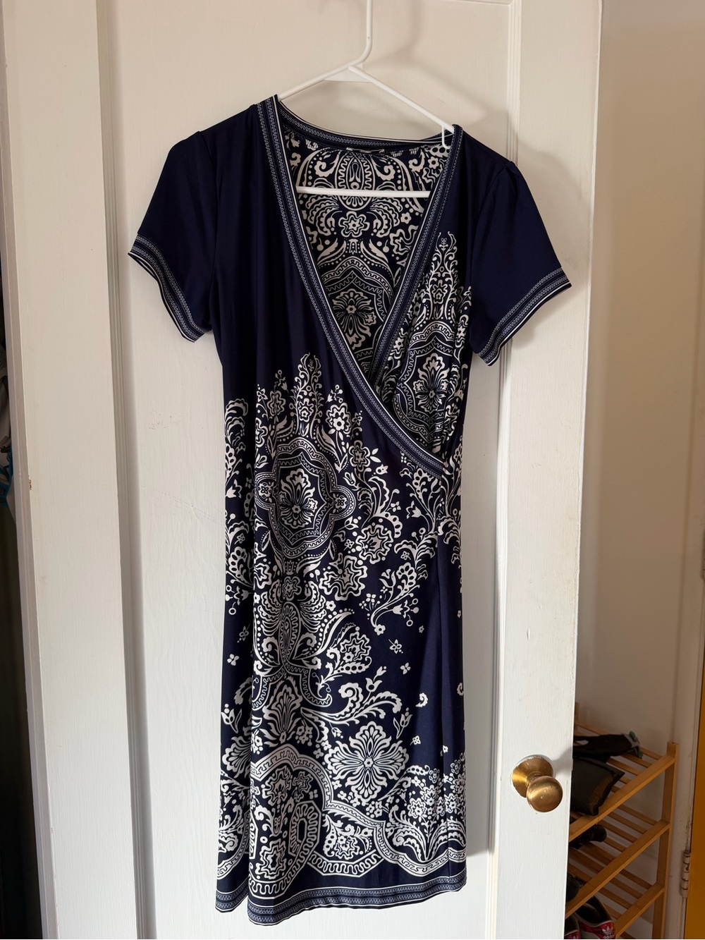 ASOS Navy and White Wrap-Style Midi Dress